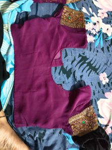 Beautiful Embellished Purple Saree with stitched b