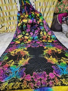 pure crepe sequence work unique saree