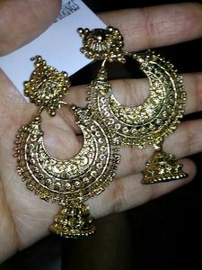 Elegant Gold Tone Jhumka Earrings