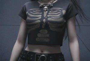 Skeleton Graphic Tee goth look(Handmade)