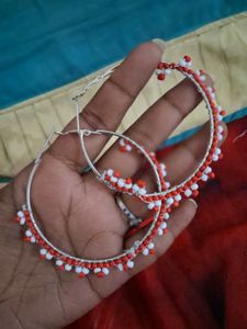 Handmade Beaded Hoop Earrings