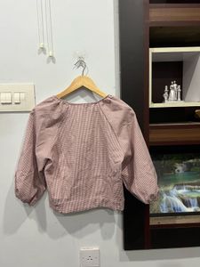 Cute Pink Gingham Crop Top
