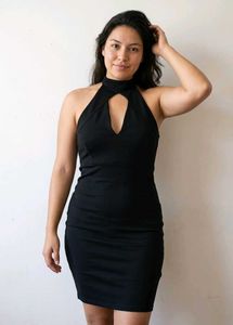Chic Black Halter Neck Cutout Sexy Dress