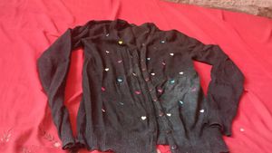 Charming Black Cardigan with Heart Details