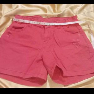 Coral Denim Shorts