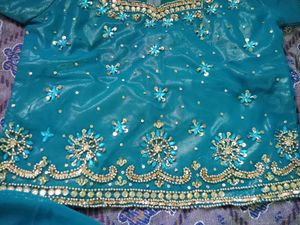 Teal Embroidered Lehenga Skirt Set