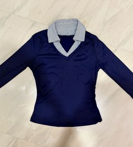 Contrast johny collar top