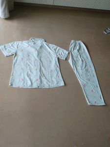 sea green Peach Print Pajama Set