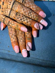 Light Pink diamond Nails with Glitter, spider gel