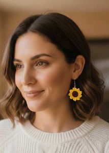 Sunflower Crochet Earrings