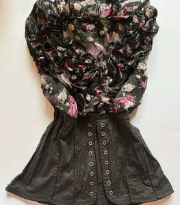 Ruffled Floral Sheer Top
