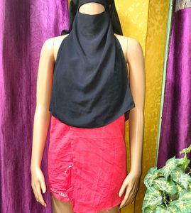 Elegant Black Sheer Naqab face piece double cover
