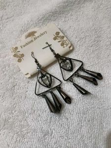 Statement Dangle Earrings - Triangle Heart