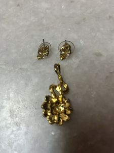 Gold Tone Pendant &amp; Earrings Set