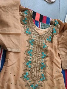 long kurti and garara golden colour