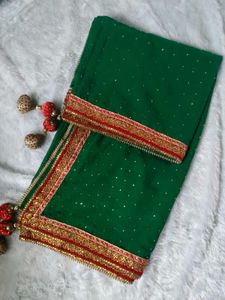 vintage Emerald Green Embellished Dupatta