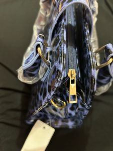 Blue Glossy Leopard Print Handbag