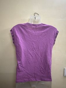 Purple Viscose Graphic T-Shirt