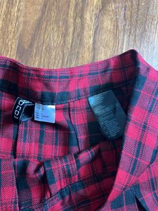 Red Plaid Pleated Mini Skirt