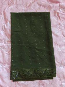 Elegant Green unstitched suit set with Sequins