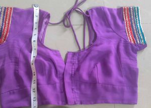 Vibrant Purple Ethnic Blouse with Decorative Sleev