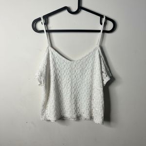 White Crochet Cold Shoulder Top