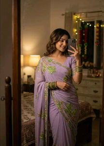Lavender Saree with Embellishments