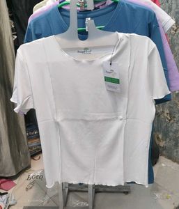 White Ribbed T-Shirt
