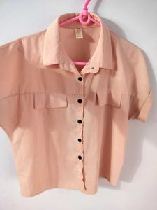 Peach Button-Up Boxy Top