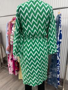 Green Zigzag Print Wrap Dress