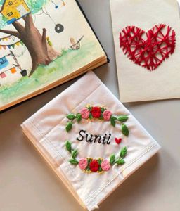 floral Hand-Embroidered handkerchiefs  coustmizati