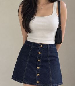 Cute Button-Front Denim Skirt