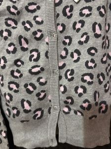 Girls Grey Leopard Print Cardigan