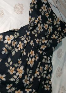 Black Floral Wrap Dress