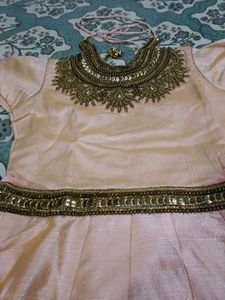 Peach Anarkali Suit with Embellished Neckline