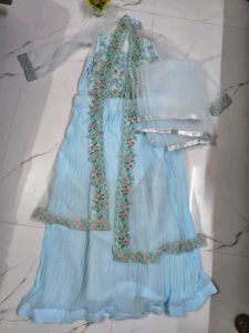 Stunning Blue Embellished Anarkali Gown