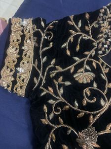 Black Velvet Embroidered Blouse