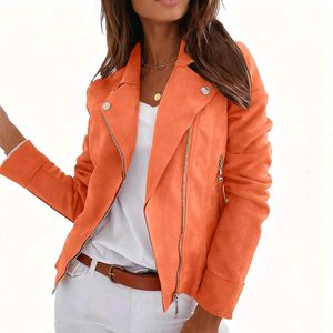 Suede Orange Moto Jacket