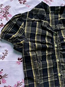 Black &amp; Yellow Plaid Mini Dress