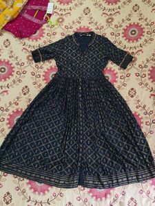 Stylish Navy Blue golden Printed Kurta