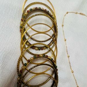 Golden Bangles and Necklace Set💫