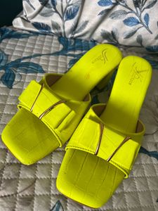 Neon Yellow Slide Sandals