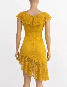 Yellow Lace Ruffle Dress