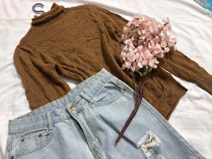 🎉Buy1 Get1 Free🎉Brown Turtleneck Sweater N