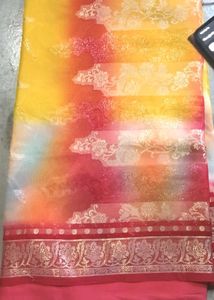 Stunning Yellow Ombre Silk Saree 🌈🌷
