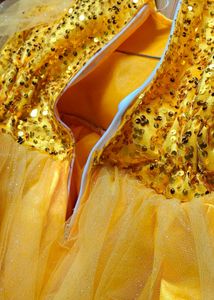 Girl Sparkling Yellow Party Gown with Capes