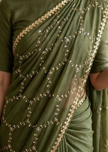 green full work Saree