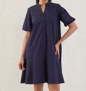 Navy Blue Regular fit solid Dress