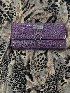 Vintage Y2k Bluebird Purple Croc Embossed Wallet