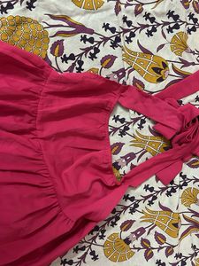 Hot Pink Tiered Halter Dress